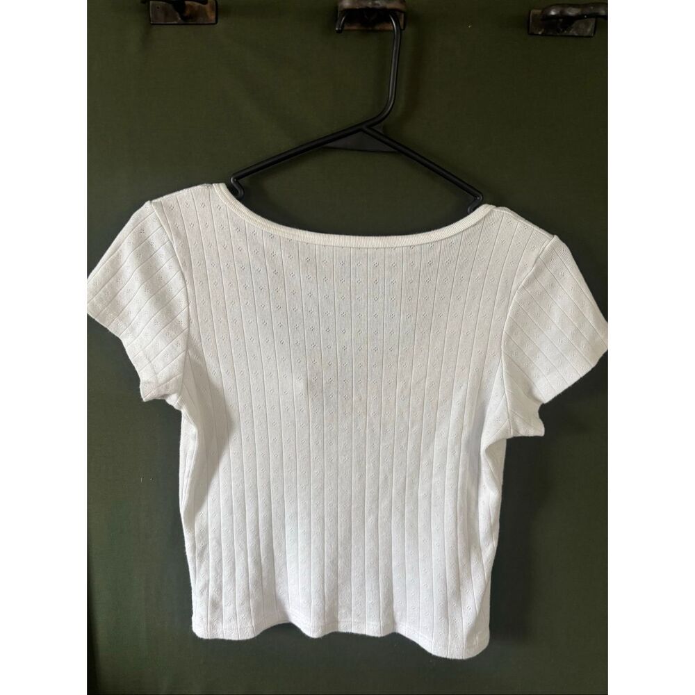 Brandy Melville pointelle Quarter button Top - Picture 2 of 3